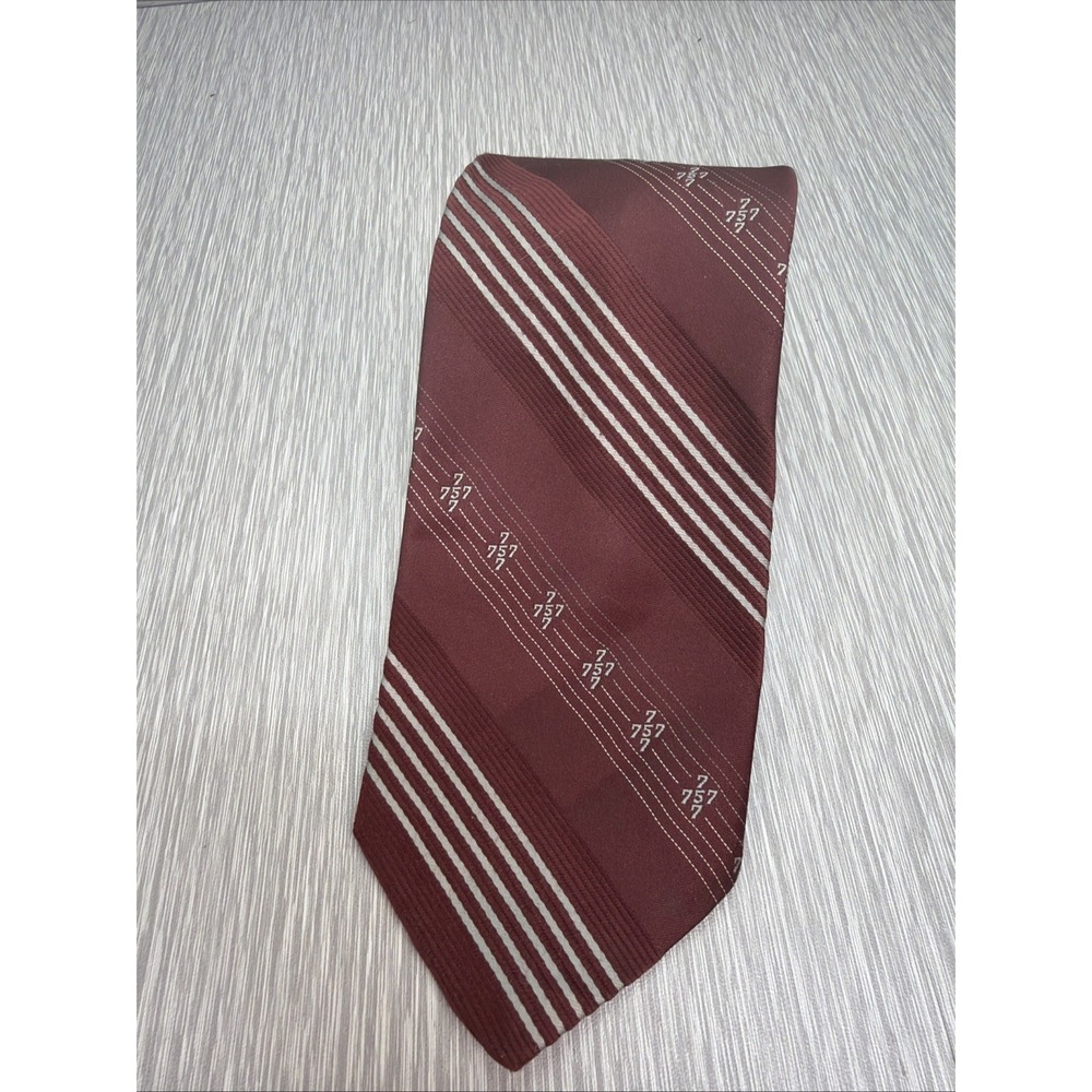 Vintage Boeing 757‎ Tie Aviation Embroidered Burgundy Stripe Pilot Gift